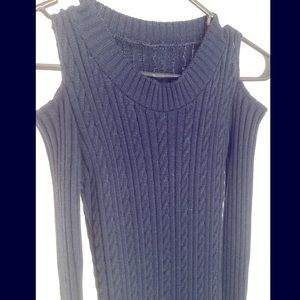 Blue Small Sweater Cold Shoulder Dress